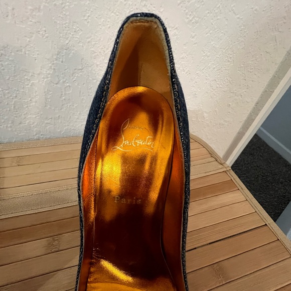Christian Louboutin So Kate 120 Blue Denim Saba Gold Stiletto Heel Pump 41 - Picture 10 of 11